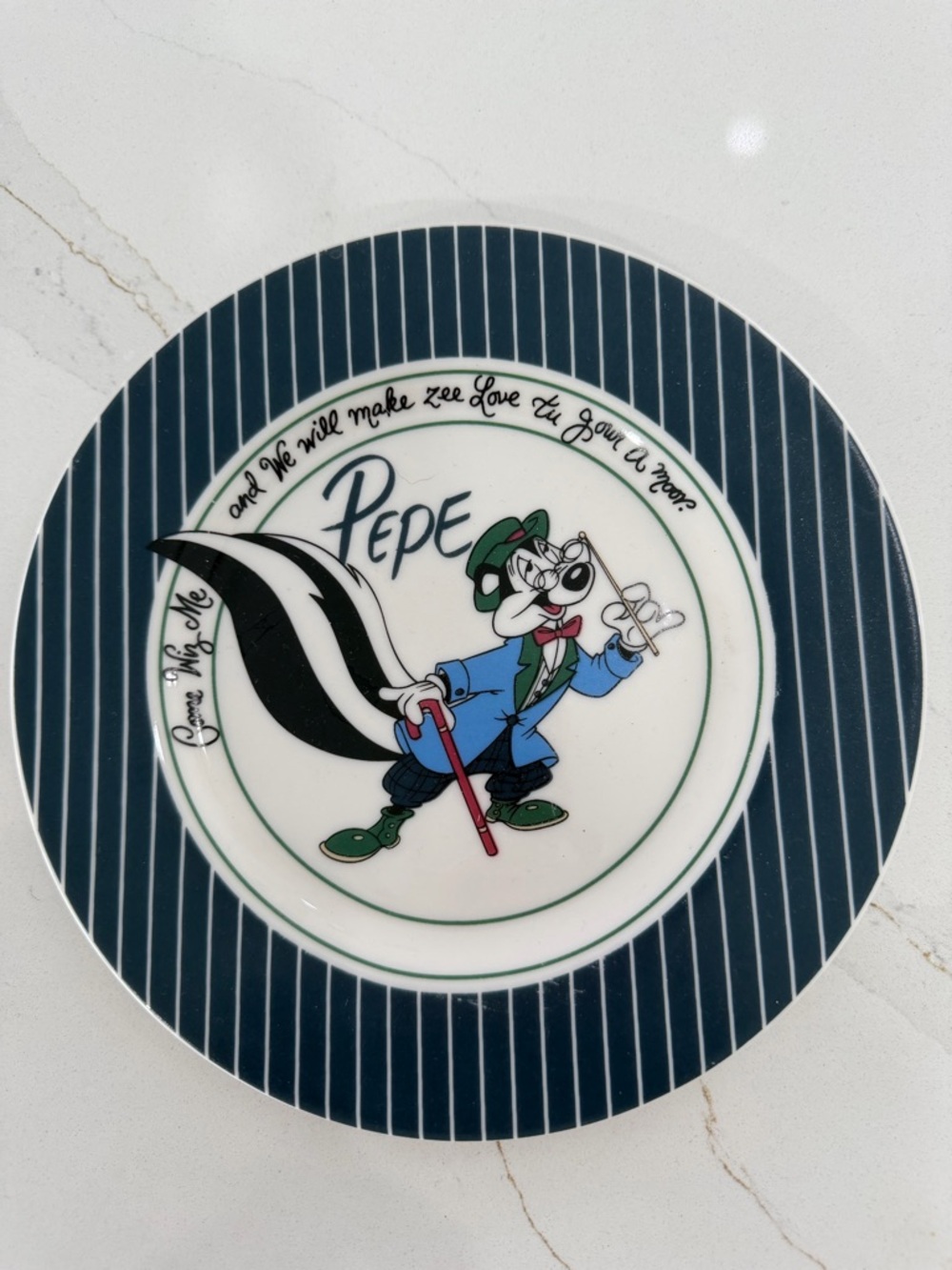 Pepe Le Pew Collectible Plate - Navy Stripe